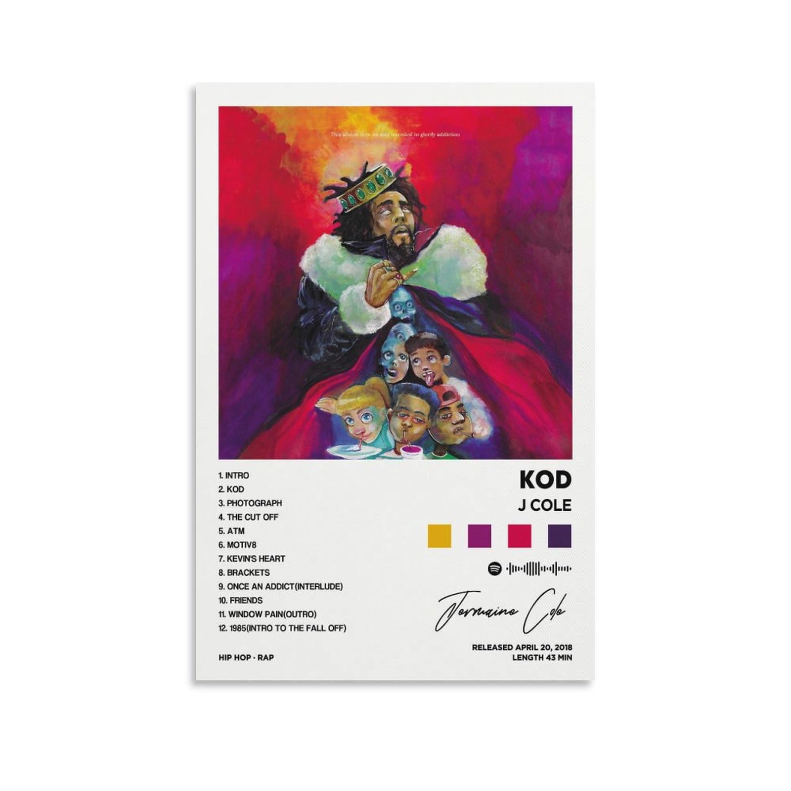 Amazon.com: DIDIDO J Poster Cole KOD Album Cover Canvas Posters